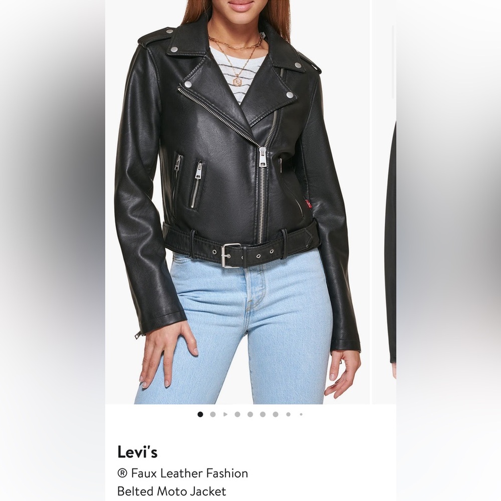 Levi's Black Faux Leather Moto Jacket with Belt